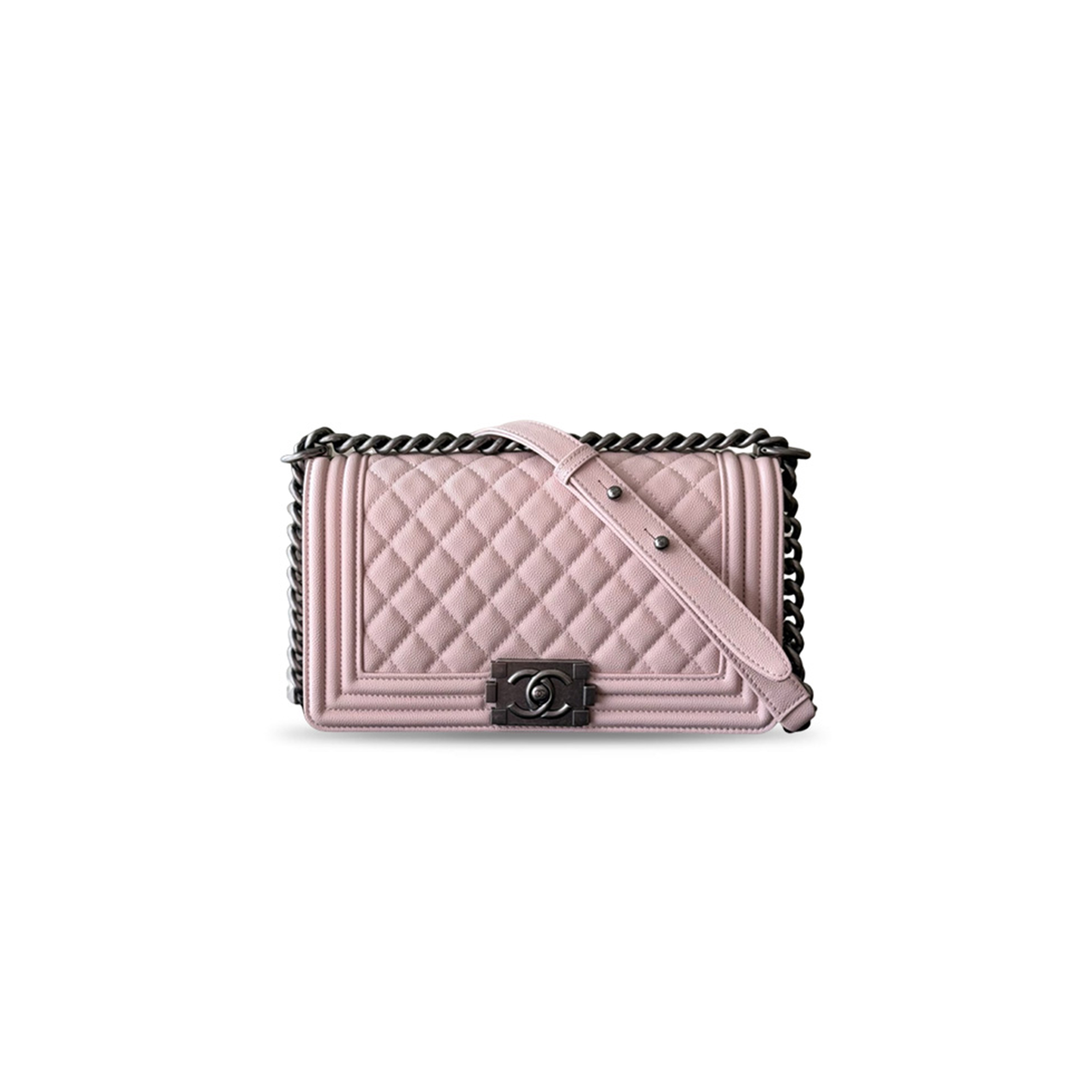 CHANEL MASTER MEDIUM BOY HANDBAG CAVIAR CALFSKIN FINISH METAL (25*15*9cm)
